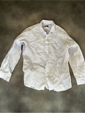 Men's Light Blue Linen Button-Up Shirt